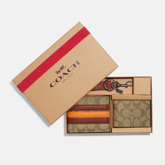 COACH Men’s 3 in 1 Wallet Credit Card Case Keychain Gift Set - Picture 12 of 14
